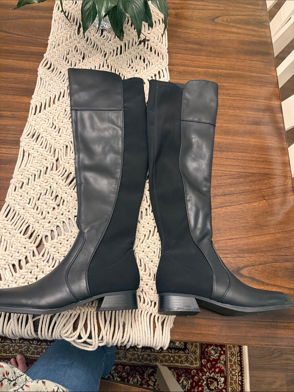 Marc Fisher Black Over-the-Knee Stretch Panel Riding Boots